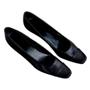 Vaneli Cap-Toe Black Kitten Heels